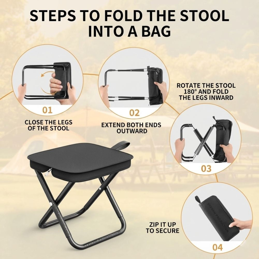 2-in-1 Portable Folding Stool & Chair